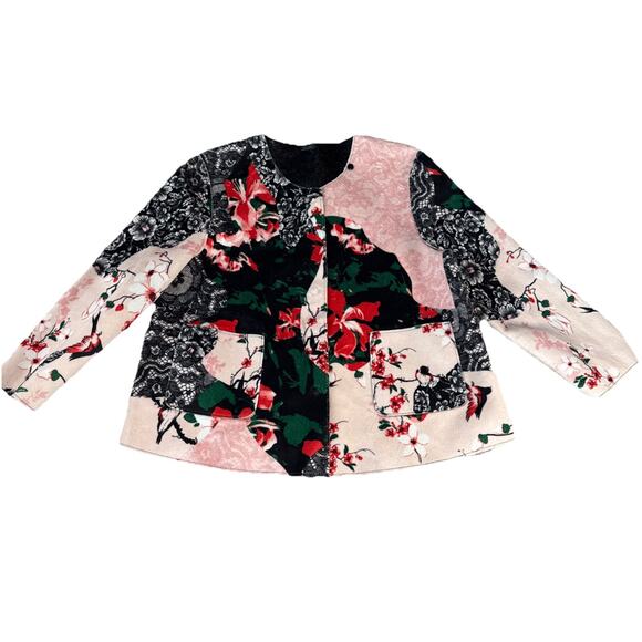 NWOT GUESS Faux Leather & Suede Floral Reversible Coat-Size Medium - Picture 2 of 9